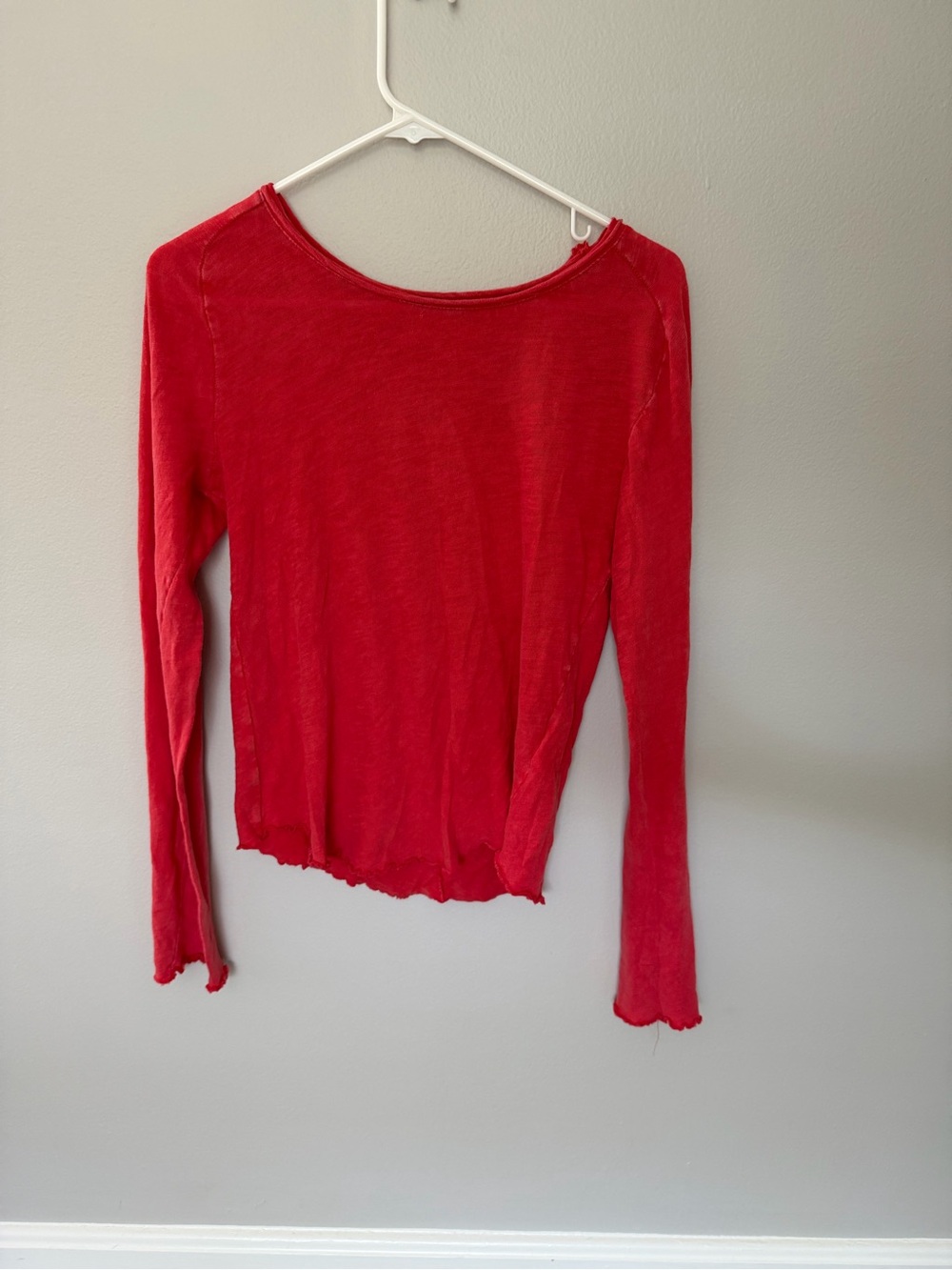 Free People Be My Baby Long Sleeve Red Knit Top